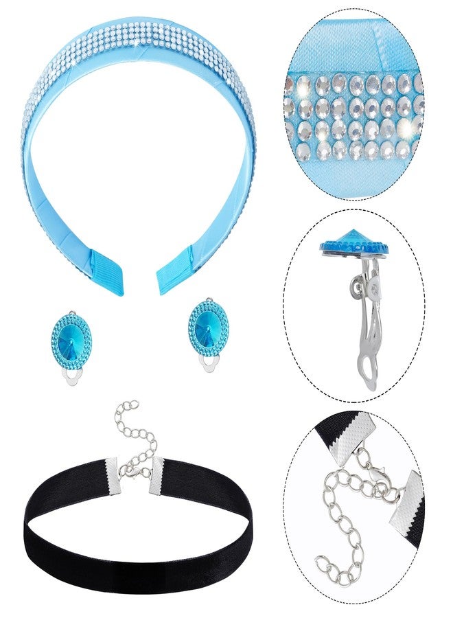Jmkcoz Princess Costume Accessories Headband Choker Necklace Gloves Earrings Set for Princess Dress up Halloween Cosplay Party - Image 3